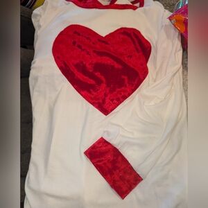 Oddy White & Red Velvet Heart Criss Cross Back Tunic – Cute Valentine / Fest